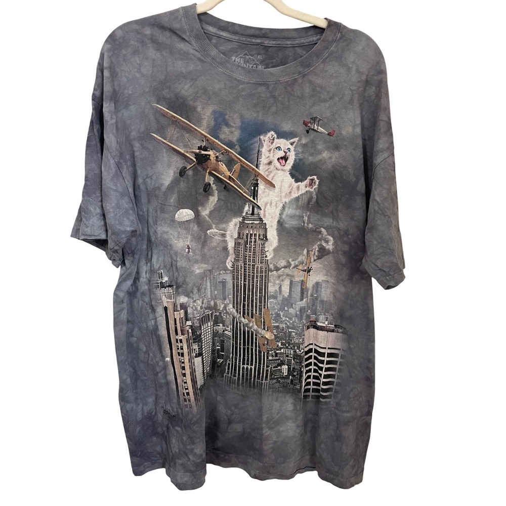 The Mountain Cat Kong Empire State Building Tie Dye T-Shirt Mens XL Grey 2013